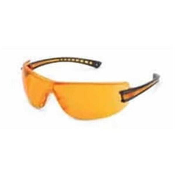 Exotic Luminary Wraparound Orange Anti-Scratch Lens Black Temple Lightweight Safety Glasses - EX325179