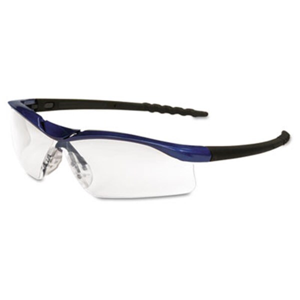 Exotic Dallas Wraparound Safety Glasses- Metallic Blue Frame- Clear AntiFog Lens - EX8669