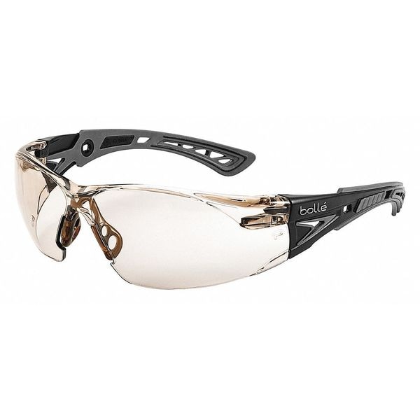 Bolle Safety Rush+, Safety Glasses Anti-Fog, Anti-Static & Anti-Scratch, Amber Lens, Frameless, Wraparound - 40209