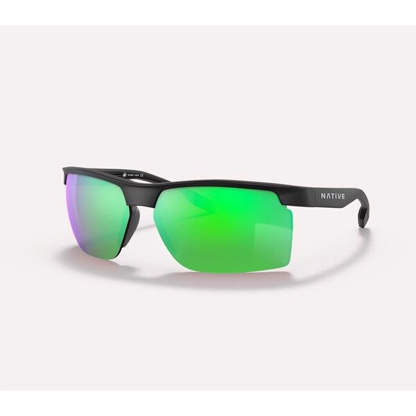 Native Ridge-Runner Unisex Matte Black Frame Green Lens Polarized Sunglasses - 0XD903990390368