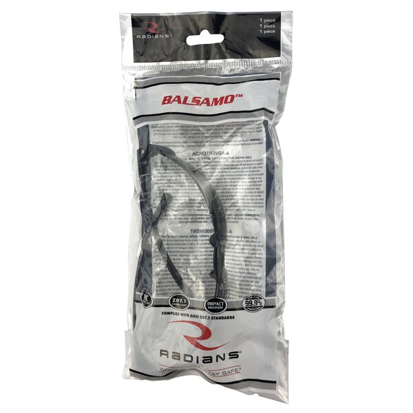 Radians Safety Glasses, Wraparound Smoke Polycarbonate Lens, Uncoated,  - BAL1-20