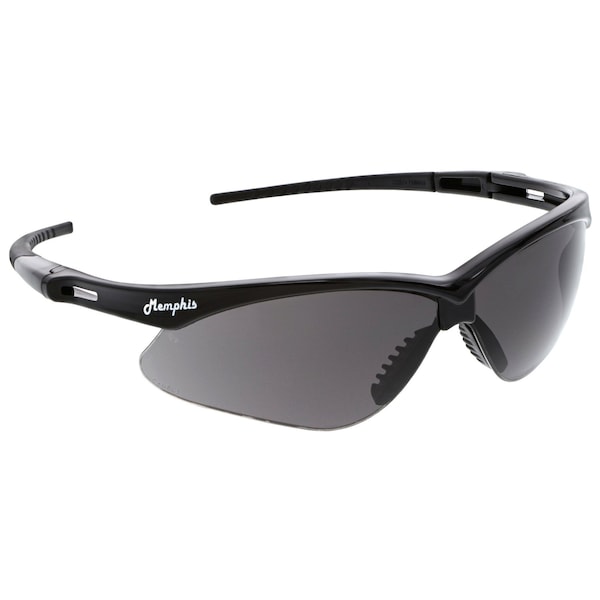 Mcr Safety Glasses, Memphis MP1 Black Frame, Gray UV-AF, 12PK - MP112AF