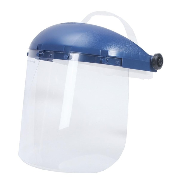 Sellstrom 390 Premium Series Single Crown Face Shield, Ratcheting, Acetate, 8 in x 12 in x .040 in, Clear, Anti-Fog - S39140