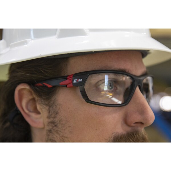 212 Performance Premium Anti-Fog Clear Lens Safety Glasses in Black and Red - EPE13-05-03