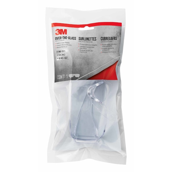 Scotch 3M Over-the-Glass Safety Glasses Clear Lens Clear Frame 1 pc - 47110H1-C