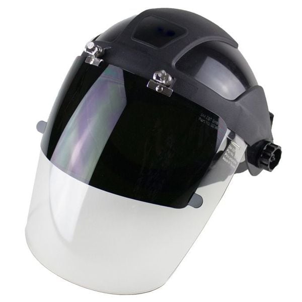 Sellstrom Ratchet Face Shield Assembly, Clear Visor, Polycarbonate, Ratchet Suspension, Anti-Fog Lens, Black - S32181