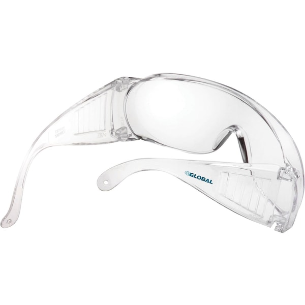 Global Industrial OTG Visitor Safety Glasses, Scratch Resistant, Clear Lens/Frame - 708121HC