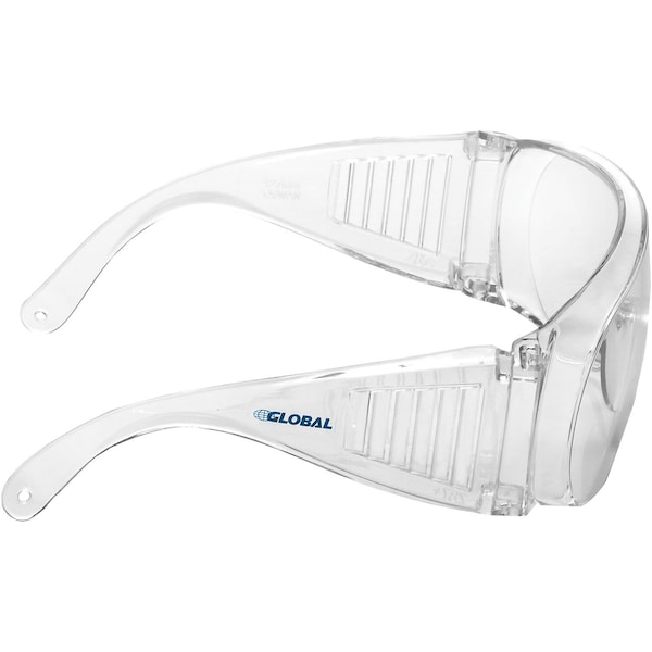 Global Industrial OTG Visitor Safety Glasses, Scratch Resistant, Clear Lens/Frame - 708121HC