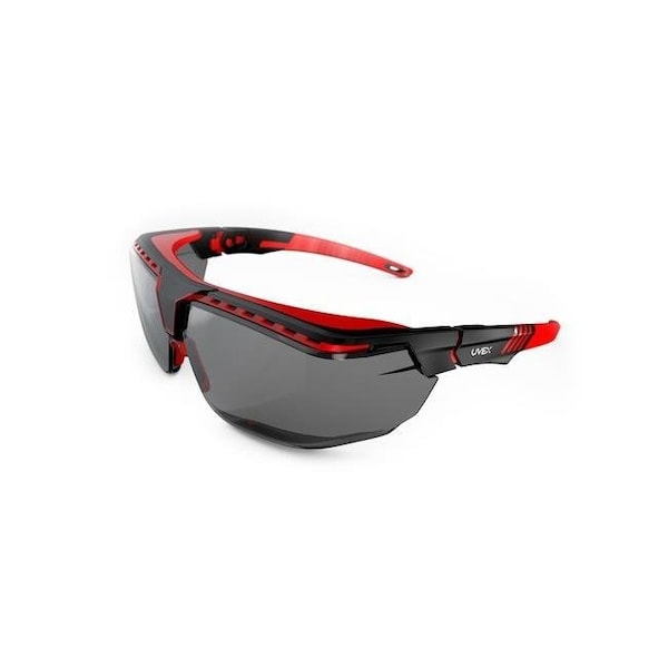 Honeywell Uvex Honeywell Uvex 763-S3852 Uvex Avatar OTG Safety Glasses; Black & Red - Gray Lens Tint - 763-S3852
