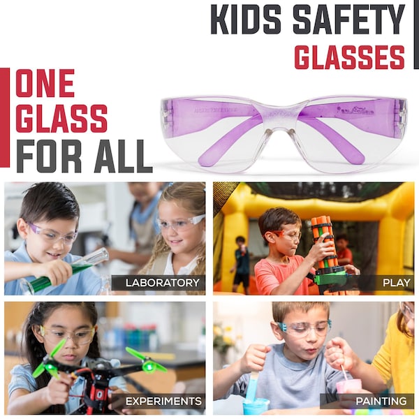 Bison Life Crystal Kids, Kids Safety Glasses Assorted Lens, 12 PK - BLSH-ESCRK-CLLCT-SGAK-12