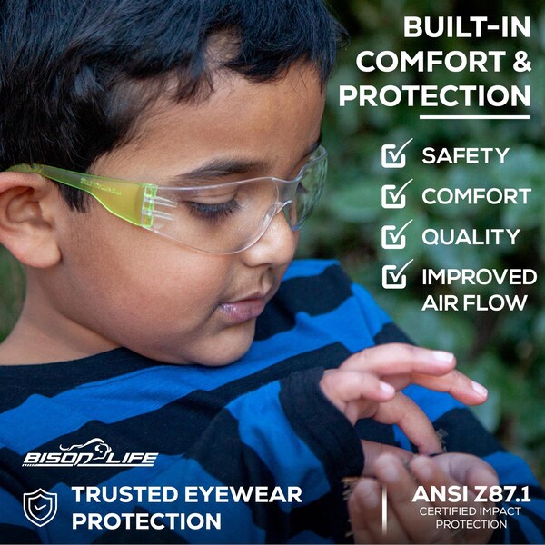 Bison Life Crystal Kids, Kids Safety Glasses Assorted Lens, 12 PK - BLSH-ESCRK-CLLCT-SGAK-12