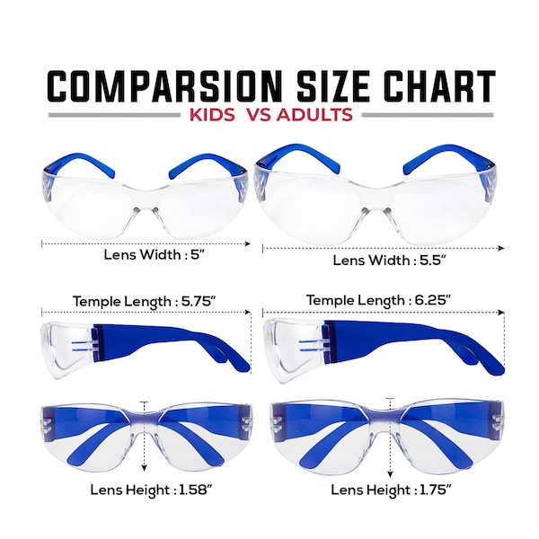 Bison Life Crystal Kids, Kids Safety Glasses Assorted Lens, 12 PK - BLSH-ESCRK-CLLCT-SGAK-12