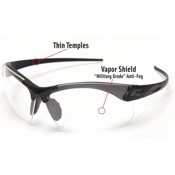 Edge Eyewear Sharp Edge Vapor Shield, Safety Glasses Anti-Fog &  Anti-Scratch, Clear Lens, Frameless, Wraparound - SSE611-TT