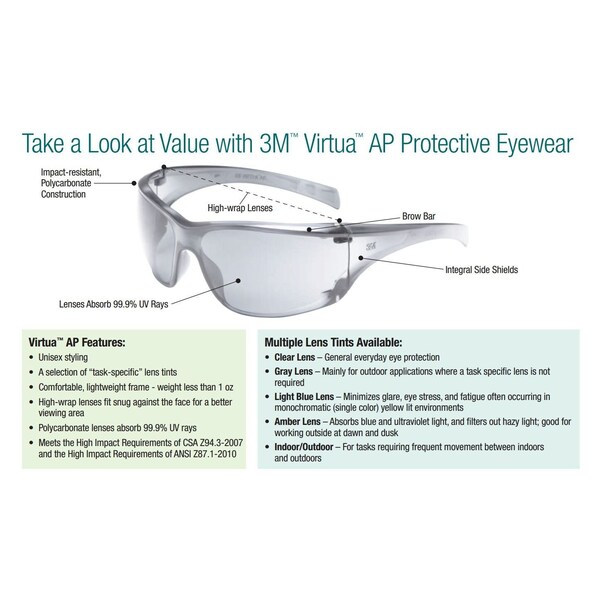 3M Virtua AP Protective Eyewear Clear Anti-Fog Lens - 7000030053