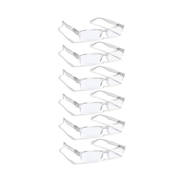 Boost Eyewear Reading Glasses, Clear Half Rim Frame, Comfort Spring Loaded Hinges, 6PK - 28300
