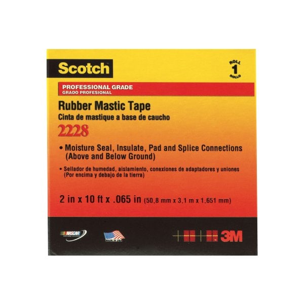Cinta eléctrica de masa de caucho negra 3M 2228, 1'' x 10', 12 paquetes - BUY06225071