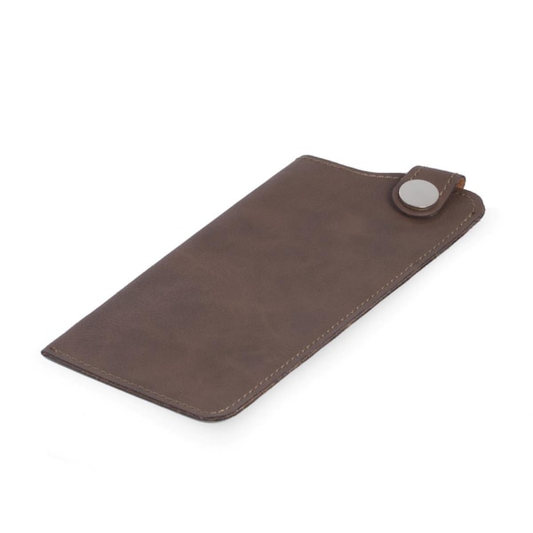 Super Smooth Eye Glass Sleeve with Snap Closure in Rustic Bown Leatherette - SU2537319