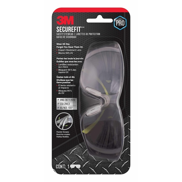 Scotch 3M SecureFit Anti-Fog Safety Glasses Mirror Lens Black/Green Frame 1 pc - SF400M-WV-6