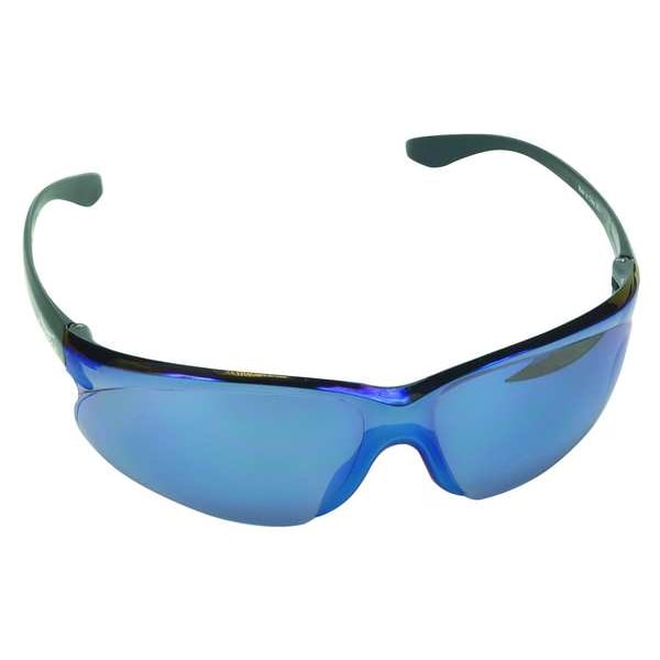 Condor Safety Glasses, Anti-Fog, Anti-Scratch, Anti-Static, Frameless, Wraparound, Blue Arm, Blue Lens - 4VCJ9