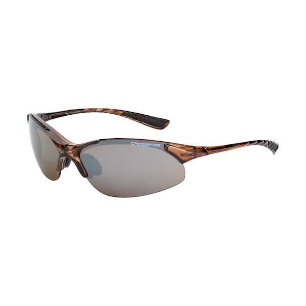 Crossfire Safety Glasses, Wraparound Brown Mirror Polycarbonate Lens, Scratch-Resistant - 15117