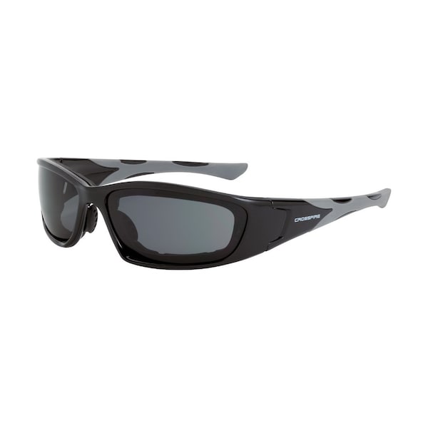 Crossfire Safety Glasses, Wraparound Smoke Polycarbonate Lens, Scratch-Resistant,  - 2461 AF