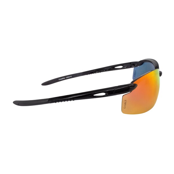 Crossfire Safety Glasses, Wraparound Fire Mirror Polycarbonate Lens, Scratch-Resistant,  - 12620 W