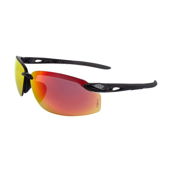 Crossfire Safety Glasses, Wraparound Fire Mirror Polycarbonate Lens, Scratch-Resistant,  - 12620 W