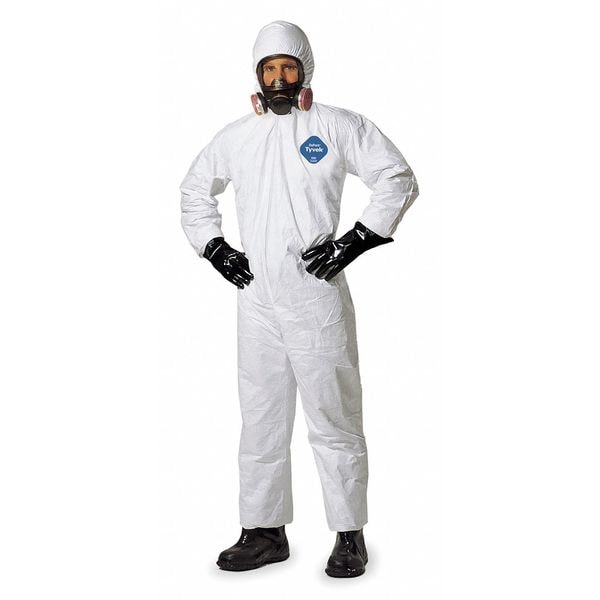 Dupont Tyvek 400 Hooded Disposable Coveralls, Zipper, Elastic Wrist, Elastic Ankle, White, XL, 25 Pack - TY127SWHXL002500