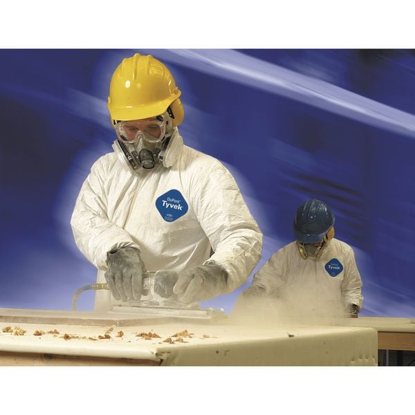 Dupont Tyvek 400 Hooded Disposable Coveralls, Zipper, Elastic Wrist, Elastic Ankle, White, XL, 25 Pack - TY127SWHXL002500