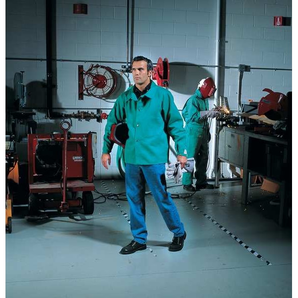 Steiner Welding Jacket, 30 in L, Cotton, Snaps, Green, L - 1030-L