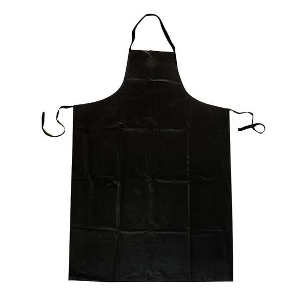 Condor Chemical Resistant Bib Apron, Polyester/SBR Rubber, 16 mil Thick, 45 in L, Black, Universal Size - 4T299