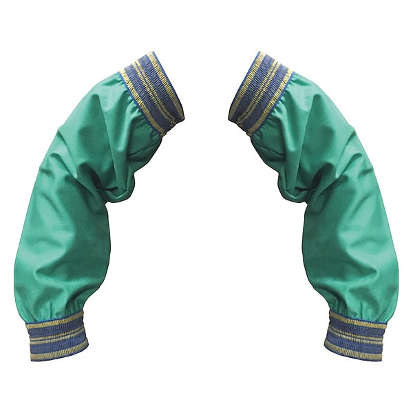 Tillman Fire Resistant Cotton Sleeves, FR Welding Sleeves, Elastic Wrist/Top, 18 in L, Green, 1 Pair - 6217