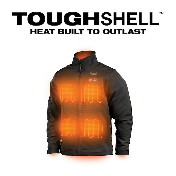 Milwaukee Tool M12 Heated TOUGHSHELL Jacket Kit, Heats Up to 12 hrs, 44 in Max Chest, 4 Outside Pockets, Black, L - 204B-21L