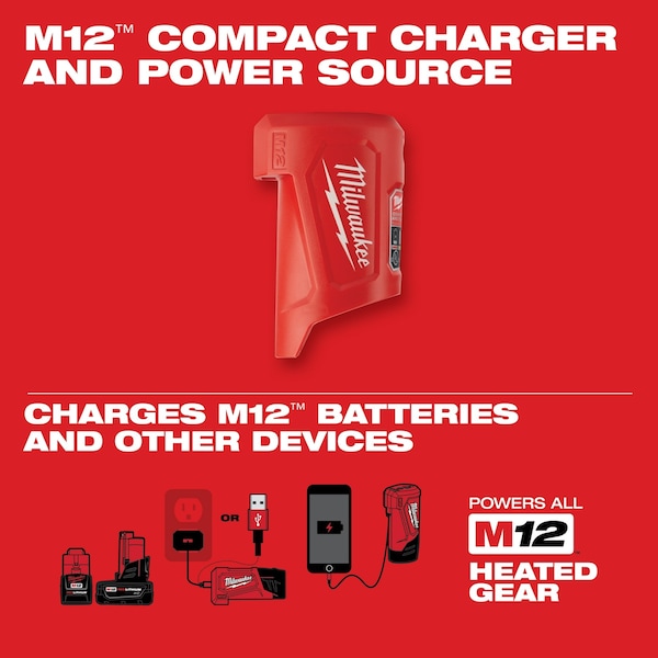 Milwaukee Tool M12 Heated TOUGHSHELL Jacket Kit, Heats Up to 12 hrs, 44 in Max Chest, 4 Outside Pockets, Black, L - 204B-21L