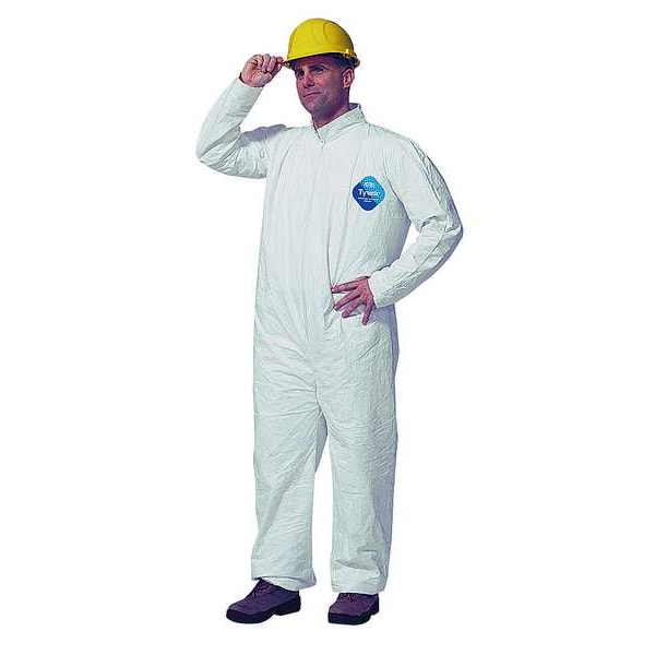 Dupont Tyvek 400 Collared Disposable Coveralls, 2XL, Open Wrists and Ankles, Serged Seam, White, 25 Pack - TY120SWH2X002500