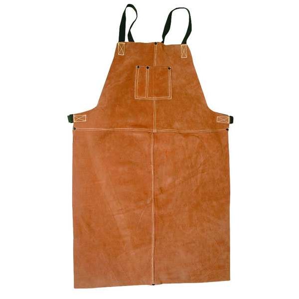 Condor Welding Bib Apron, Cowhide Leather, 36 in L, 24 in W, Fixed Buckle, Brown, Universal Size - 5T179