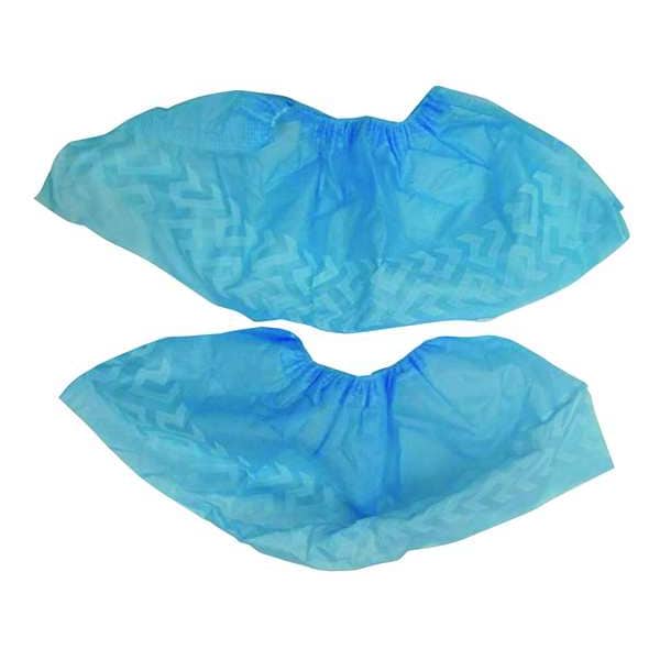 Condor Shoe Covers, Polypropylene, Slip Resistant, 6 in Overall Height, Elastic Closure, Blue, Pack of 100 - 60EE99