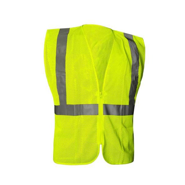 Condor High-Visibility Vest, ANSI Class 2, Polyester Mesh, U Back Stripe, Zipper, Lime, XL - 786F37