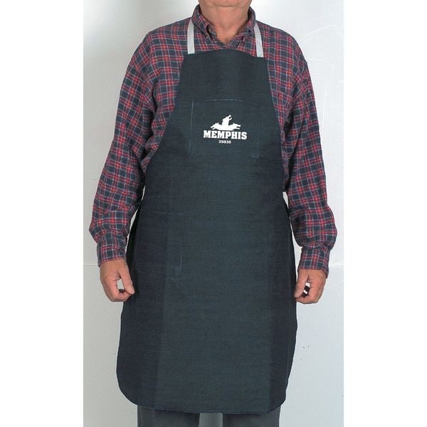 Mcr Safety Blue Denim Apron, 27 in Wide x 36 in Long, Two Front Pockets, Includes Neck and Waist Ties, One Size - 39836