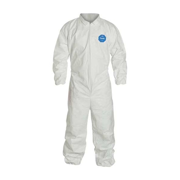 Dupont Disposable Coverall, Collared, XL, Tyvek(R) 400, Zipper, Elastic Cuff, Elastic Ankle, Serged Seam - TY125SWHXL002500