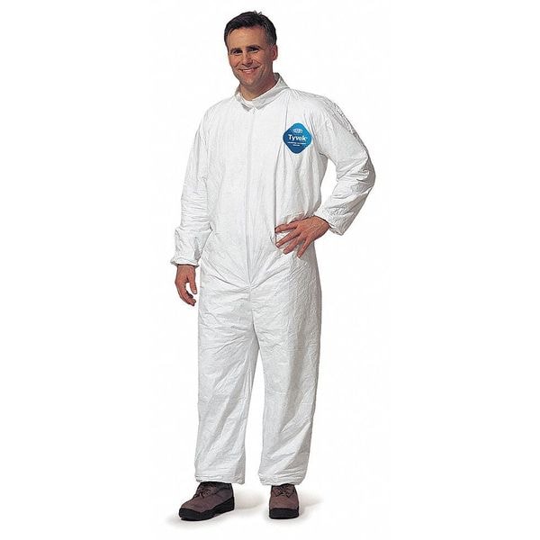 Dupont Disposable Coverall, Collared, XL, Tyvek(R) 400, Zipper, Elastic Cuff, Elastic Ankle, Serged Seam - TY125SWHXL002500