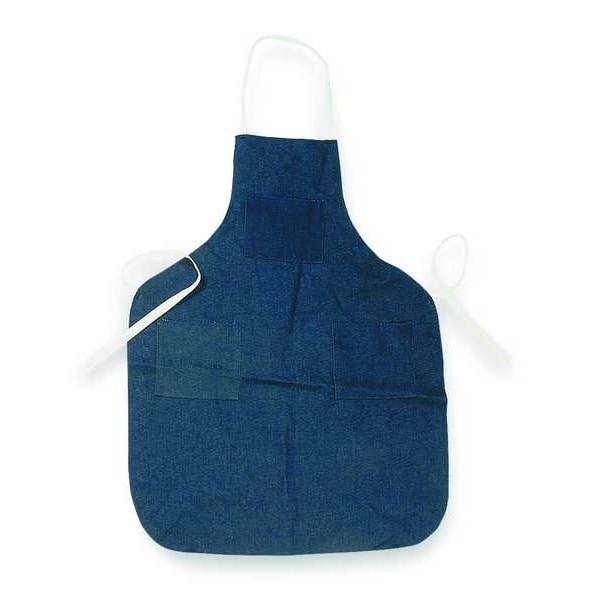 Condor Shop Apron, Denim Material with Serged Seams, Fabric Weight 12 oz, 3 Pockets, 36 in Length, Blue - 1N874