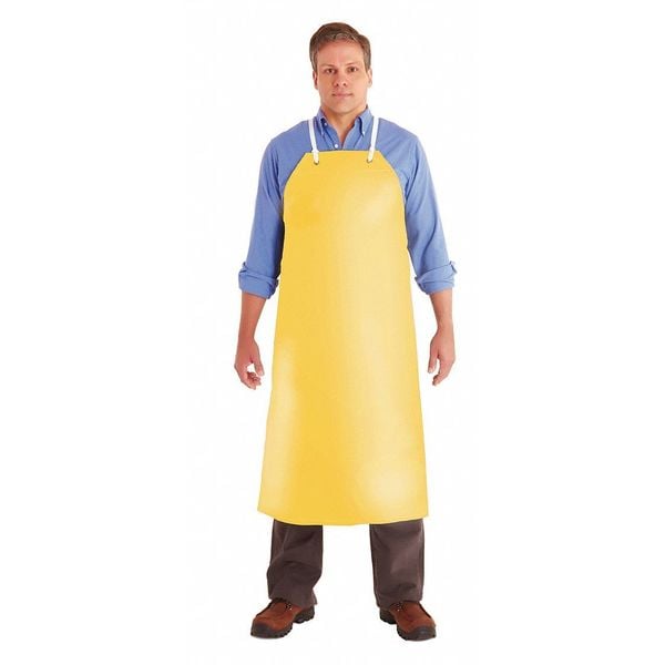 Ansell AlphaTec Bib Apron, Nitrile, 19 mil Thick, Shin Length, Loop Strap Neck Closure, Waist Tie, Yellow - 56-510