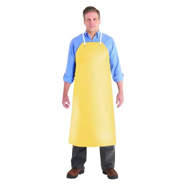 Ansell AlphaTec Bib Apron, Nitrile, 19 mil Thick, Shin Length, Loop Strap Neck Closure, Waist Tie, Yellow - 56-510