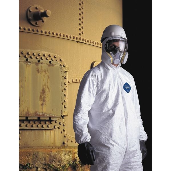 Dupont Tyvek 400 Hooded Disposable Coveralls, 2XL, Zipper, Elastic Wrist, Elastic Ankle, White, 6 Pack - TY127SWH2X0006G1