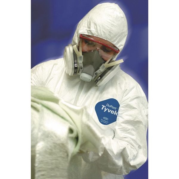 Dupont Tyvek 400 Hooded Disposable Coveralls, 2XL, Zipper, Elastic Wrist, Elastic Ankle, White, 6 Pack - TY127SWH2X0006G1