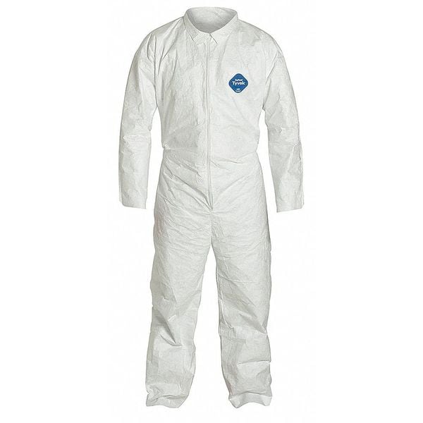 Dupont Disposable Coverall, Collared, XL, Tyvek(R) 400, Zipper, Open Cuff, Open Ankle, Serged Seam - TY120SWHXL0025VP