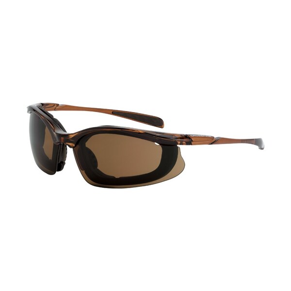 Crossfire Safety Glasses, Wraparound Brown Polycarbonate Lens, Scratch-Resistant,  - 867 AF