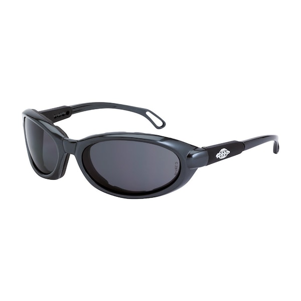 Crossfire Safety Glasses, Wraparound Smoke Polycarbonate Lens, Scratch-Resistant,  - 1161 AF