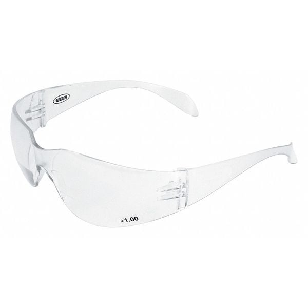 Deltaplus IPROTECT Readers, Safety Glasses, Clr Frame, Clr, Bifocal, 1.0, Scratch-Resistant, Clear Lens - 17987